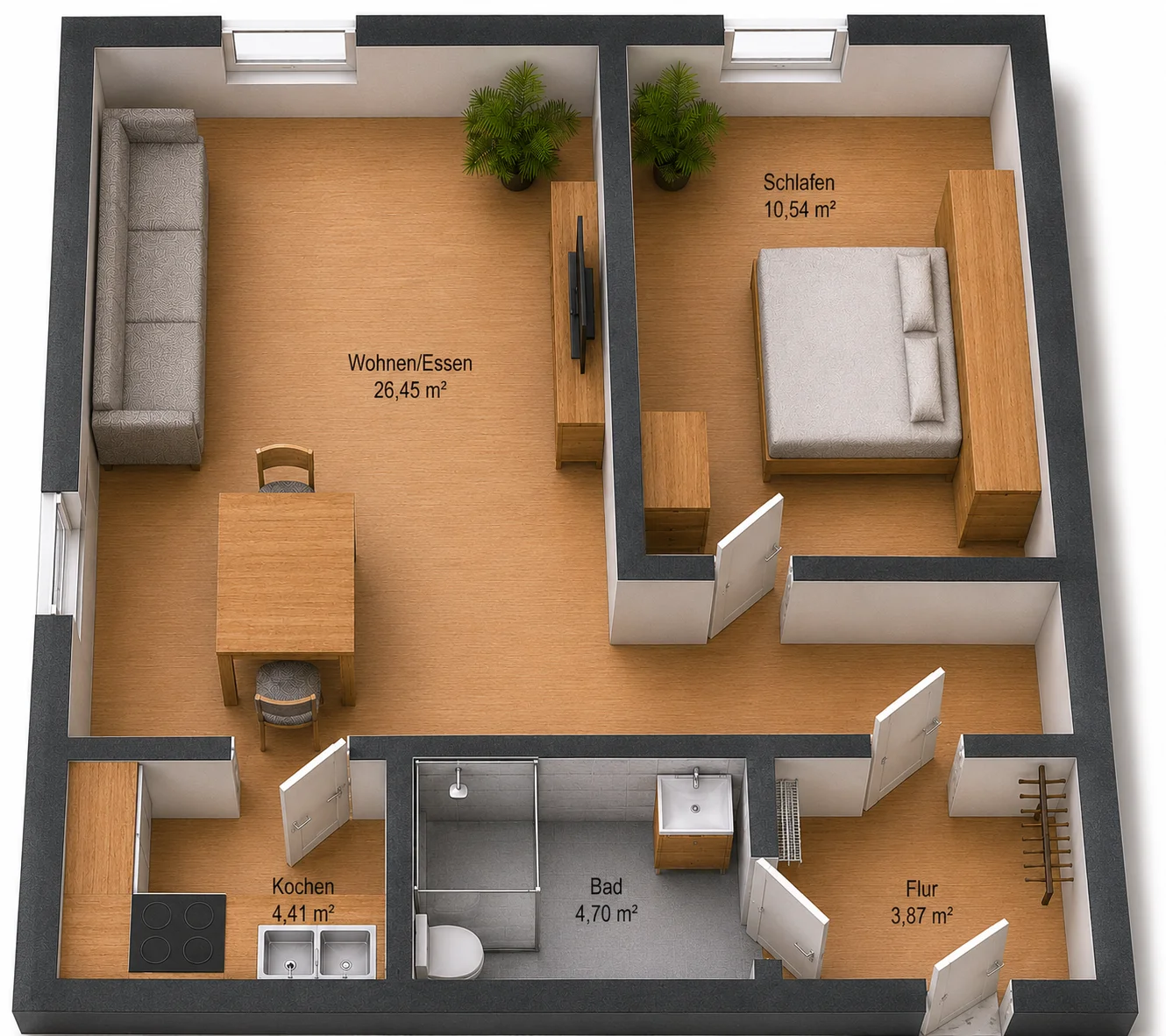 Grundriss der Wohnung BH33WE04, 49,97 m²