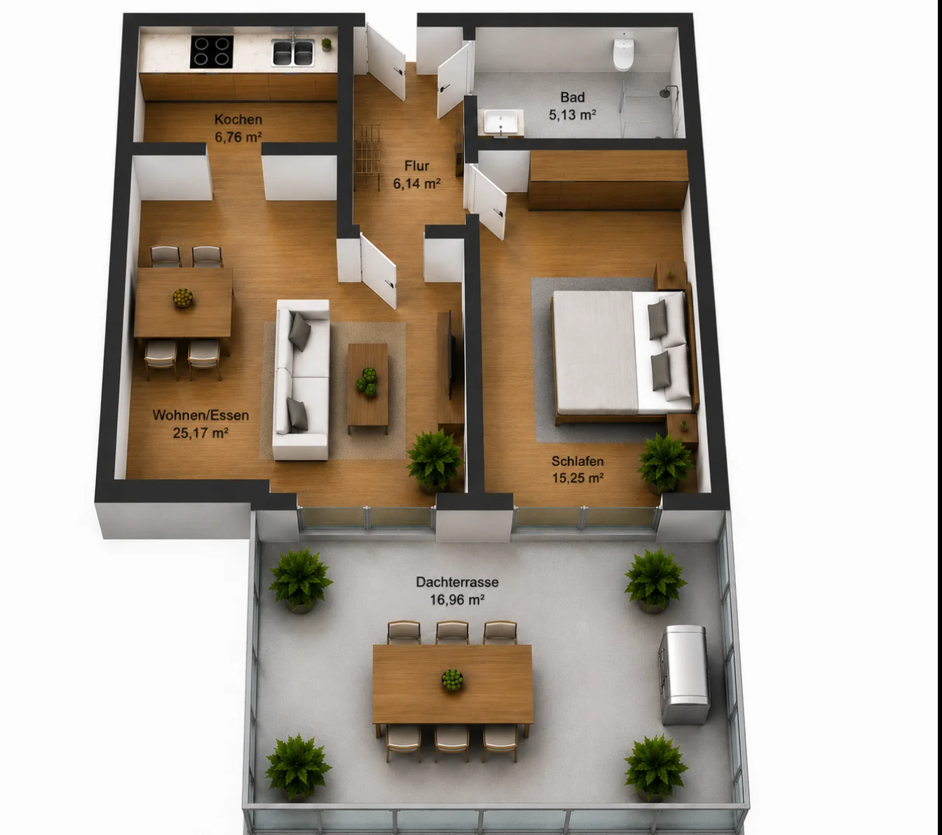 Grundriss der Wohnung BH33WE17, 67,03 m²