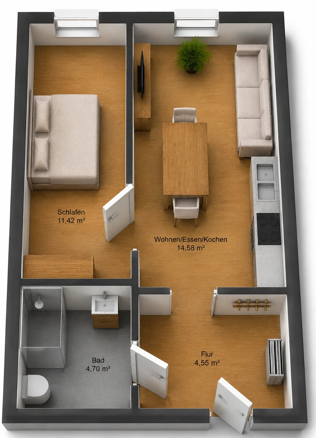 Grundriss der Wohnung BH33WE24, 35,33 m²