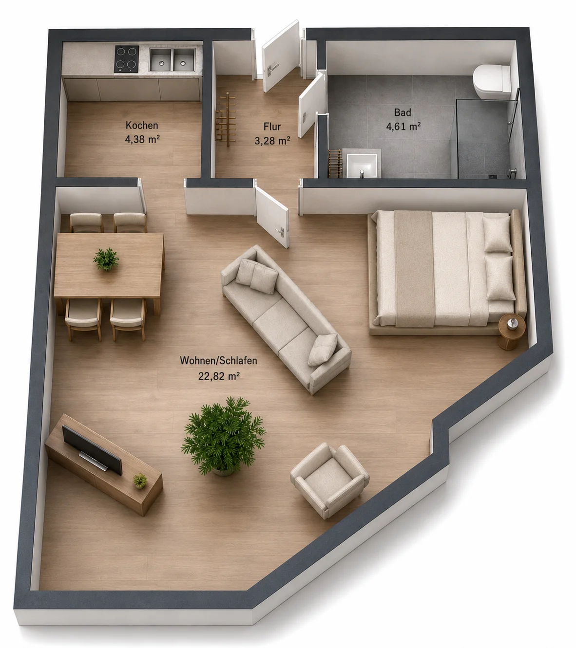 Grundriss der Wohnung BH33WE34, 34,72 m²