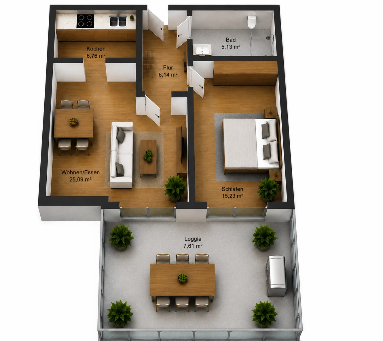 Grundriss der Wohnung BH33WE48, 50,63 m²