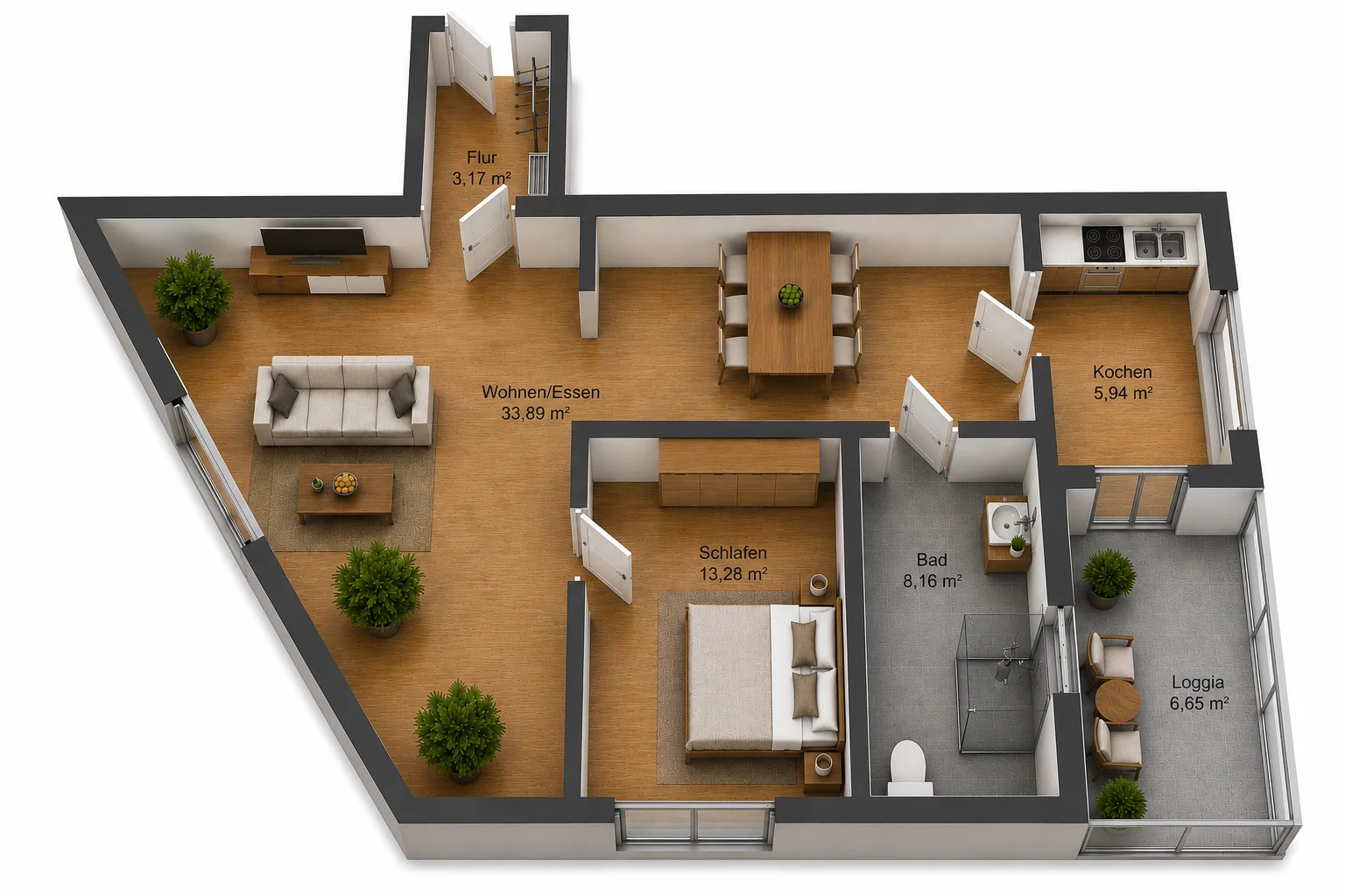 Grundriss der Wohnung BH33WE50, 67,85 m²